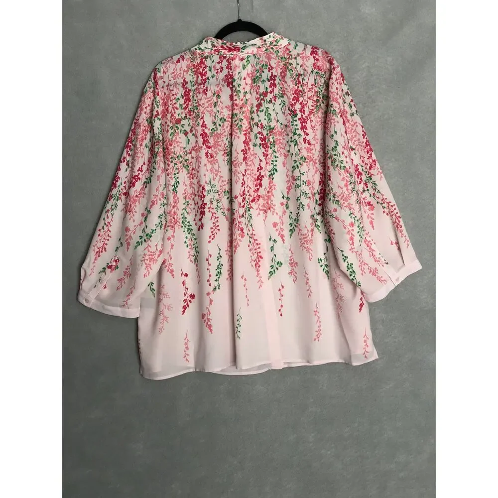 Caroline Investments Woman Cascading Vines Top 3/4 Sleeve Women's 3X NEW - Picture 4 of 9